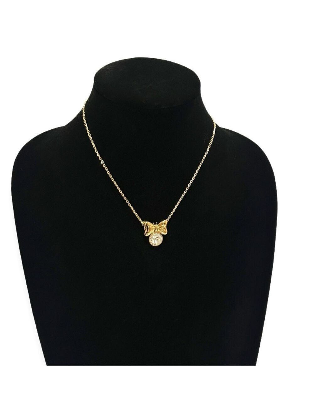 SWAROVSKI 🎀 Must-Have 🎀 Gold-Tone Bow Necklace w Crystal Pendant | NWOT - Picture 9 of 10